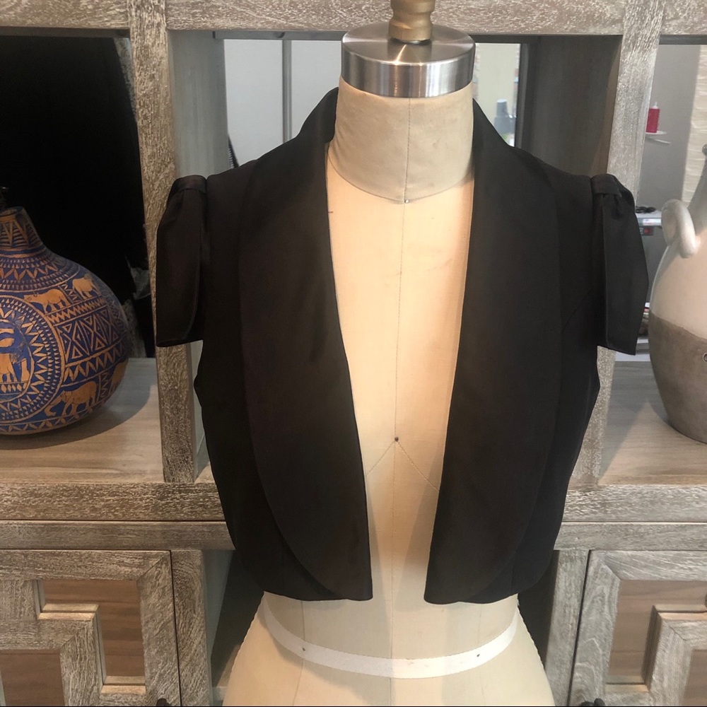 Cropped Tuxedo Vest w/ Cap Sleeves